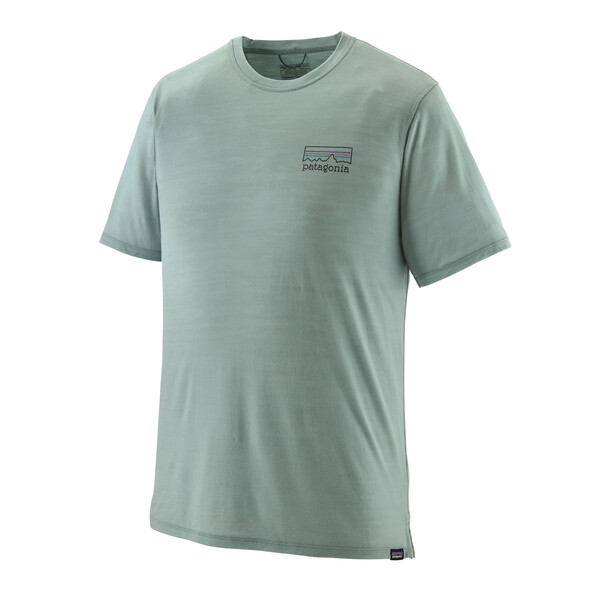Patagonia M's Cap Cool Merino Blend Graphic Shirt, Fitz Roy Strata: Thermal Blue, S
