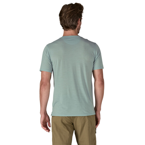 Patagonia M's Cap Cool Merino Blend Graphic Shirt, Fitz Roy Strata: Thermal Blue, S
