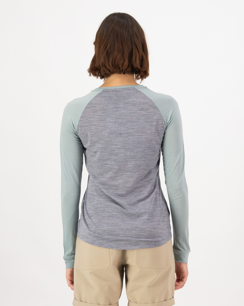 Mons Royale Icon Merino Raglan Long Sleeve, Grey Heather / Dew, Grösse S