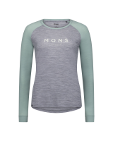 Mons Royale Icon Merino Raglan Long Sleeve, Grey Heather / Dew, Grösse S