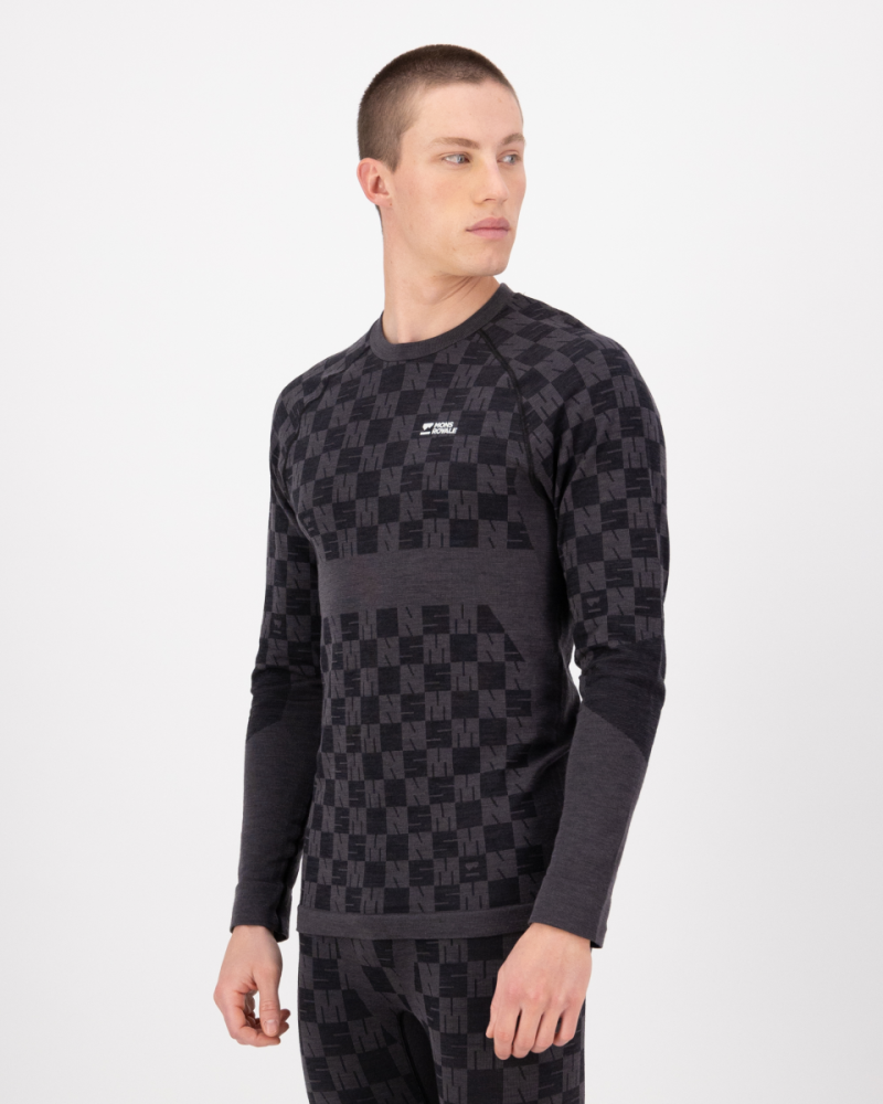 Mons Royale Ascender Merino Seamless Long Sleeve, Forged Iron / Black, Grösse M