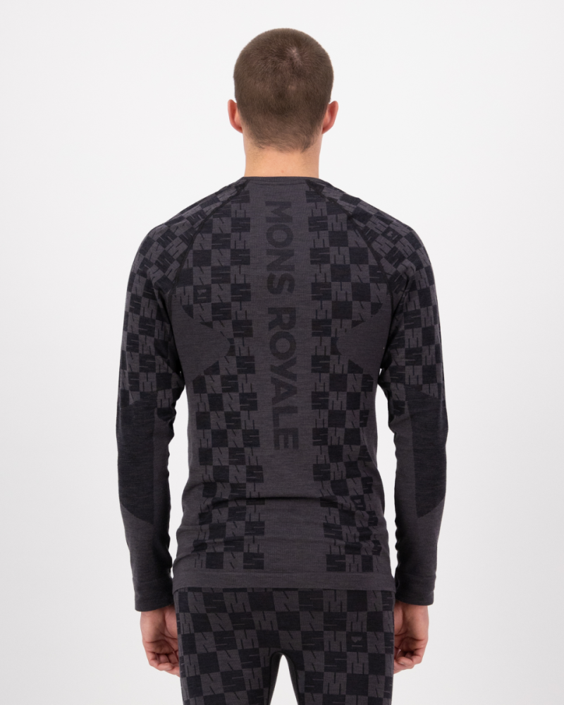Mons Royale Ascender Merino Seamless Long Sleeve, Forged Iron / Black, Grösse M