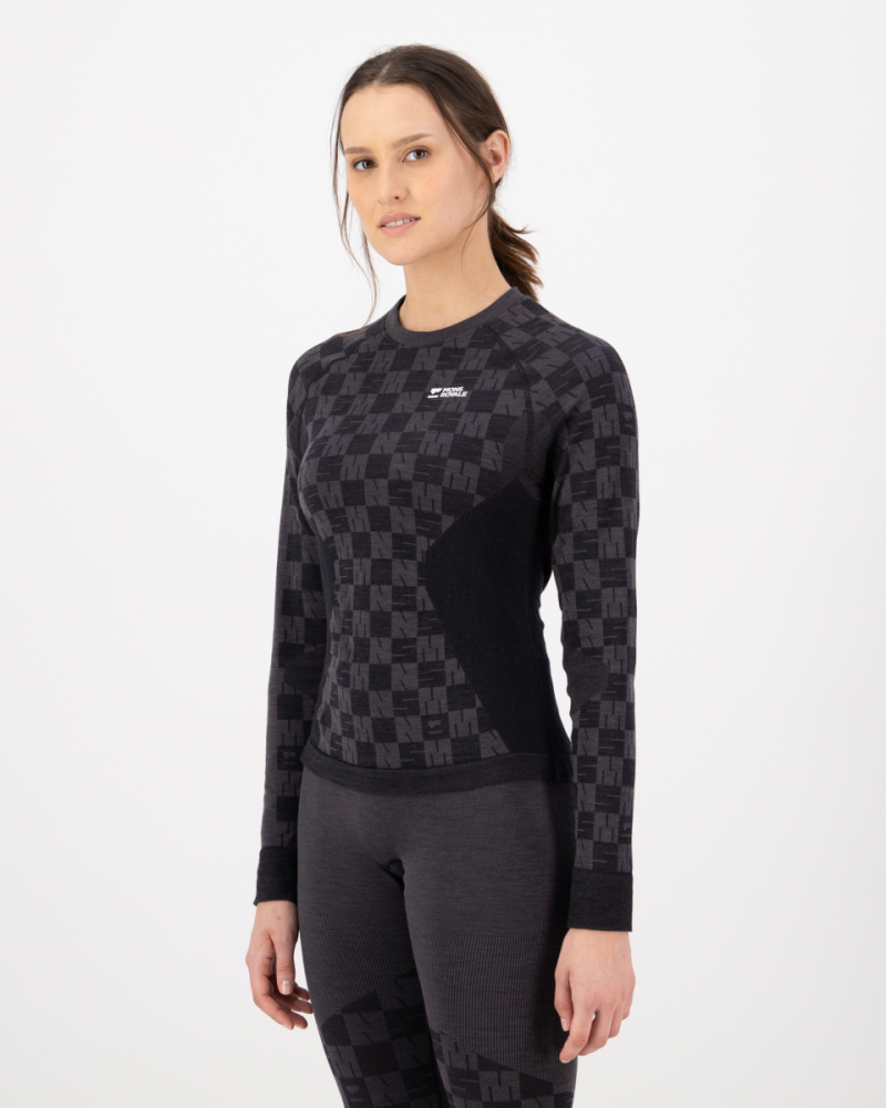 Mons Royale Ascender Merino Seamless Long Sleeve, Forged Iron / Black, Grösse M