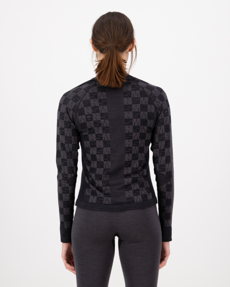 Mons Royale Ascender Merino Seamless Long Sleeve, Forged Iron / Black, Grösse M