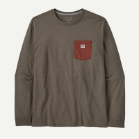 Patagonia M's L/S Shop Sticker Pocket Responsibili-Tee, Marlow Brown, S