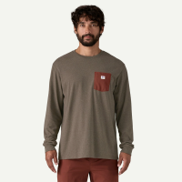 Patagonia M's L/S Shop Sticker Pocket Responsibili-Tee, Marlow Brown, S