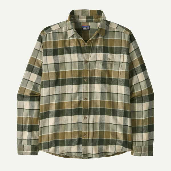 Patagonia M's L/S LW Fjord Flannel Shirt, Rocky: Old Growth Green
