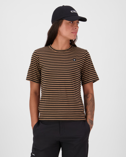 Mons Royale Icon Merino T-Shirt, MR Stripe Toffee