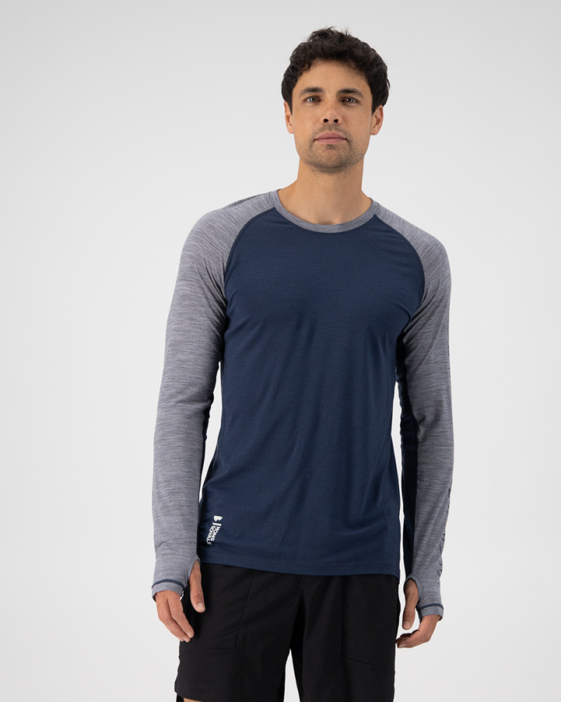 Mons Royale Temple Tech LS, Grey Heather / Midnight, Grösse XL