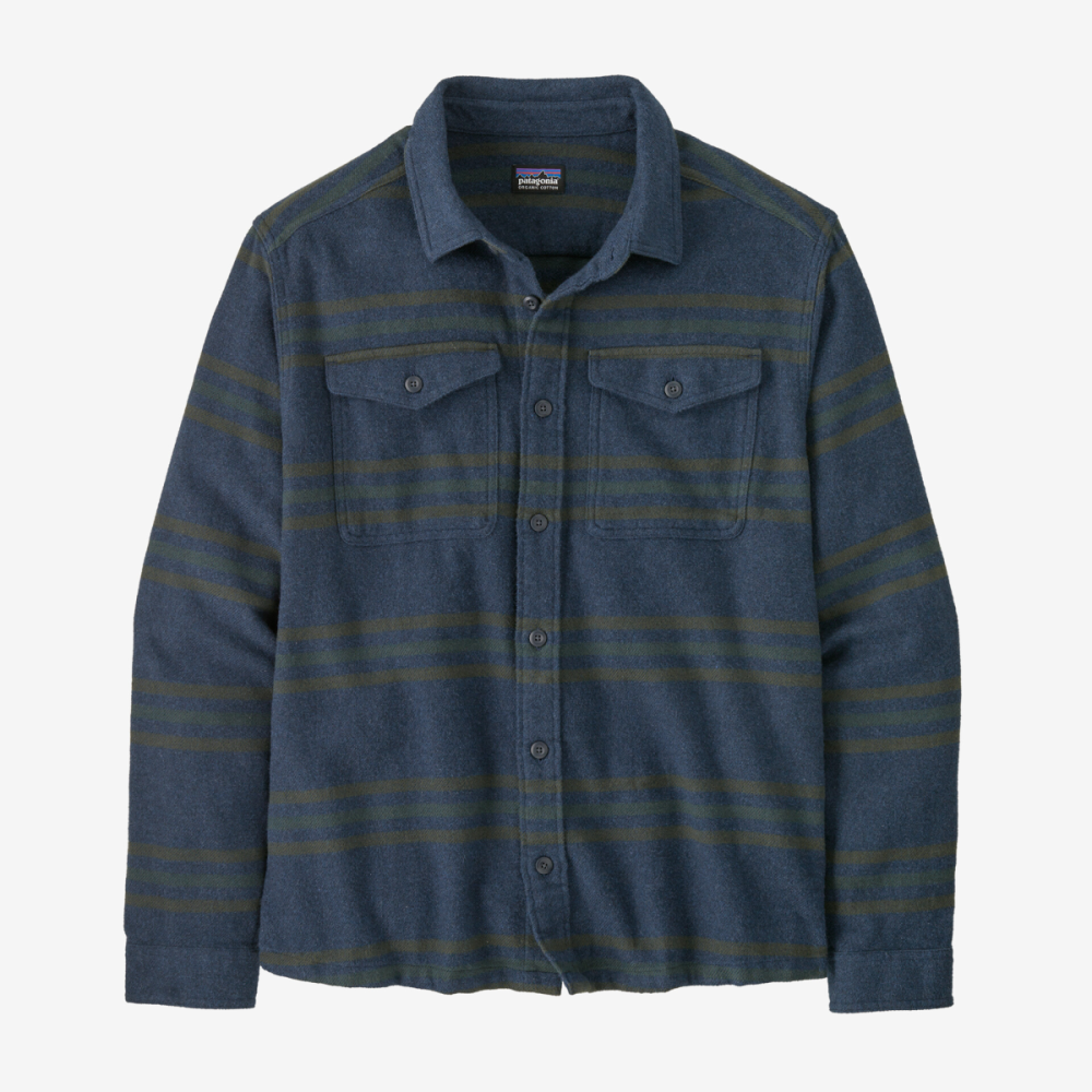 Patagonia M's Fjord Flannel Shirt, Treelined: Smolder Blue, S