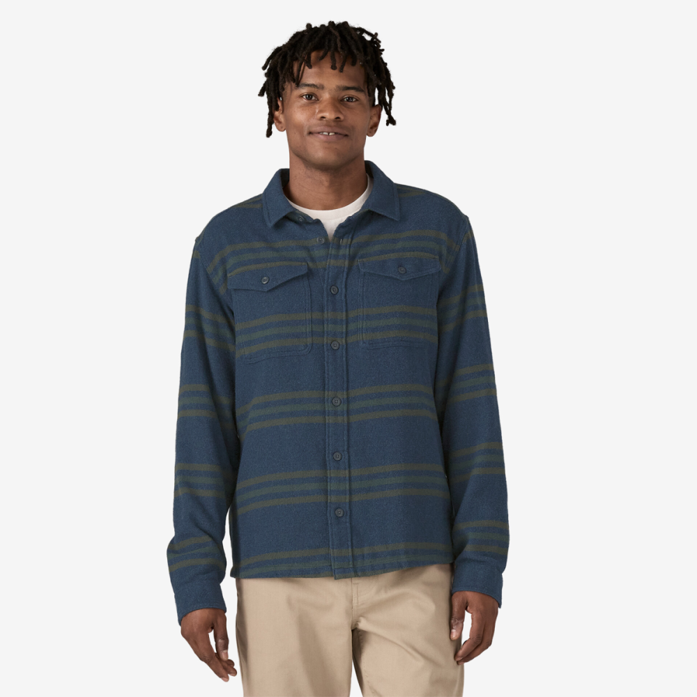 Patagonia M's Fjord Flannel Shirt, Treelined: Smolder Blue, S